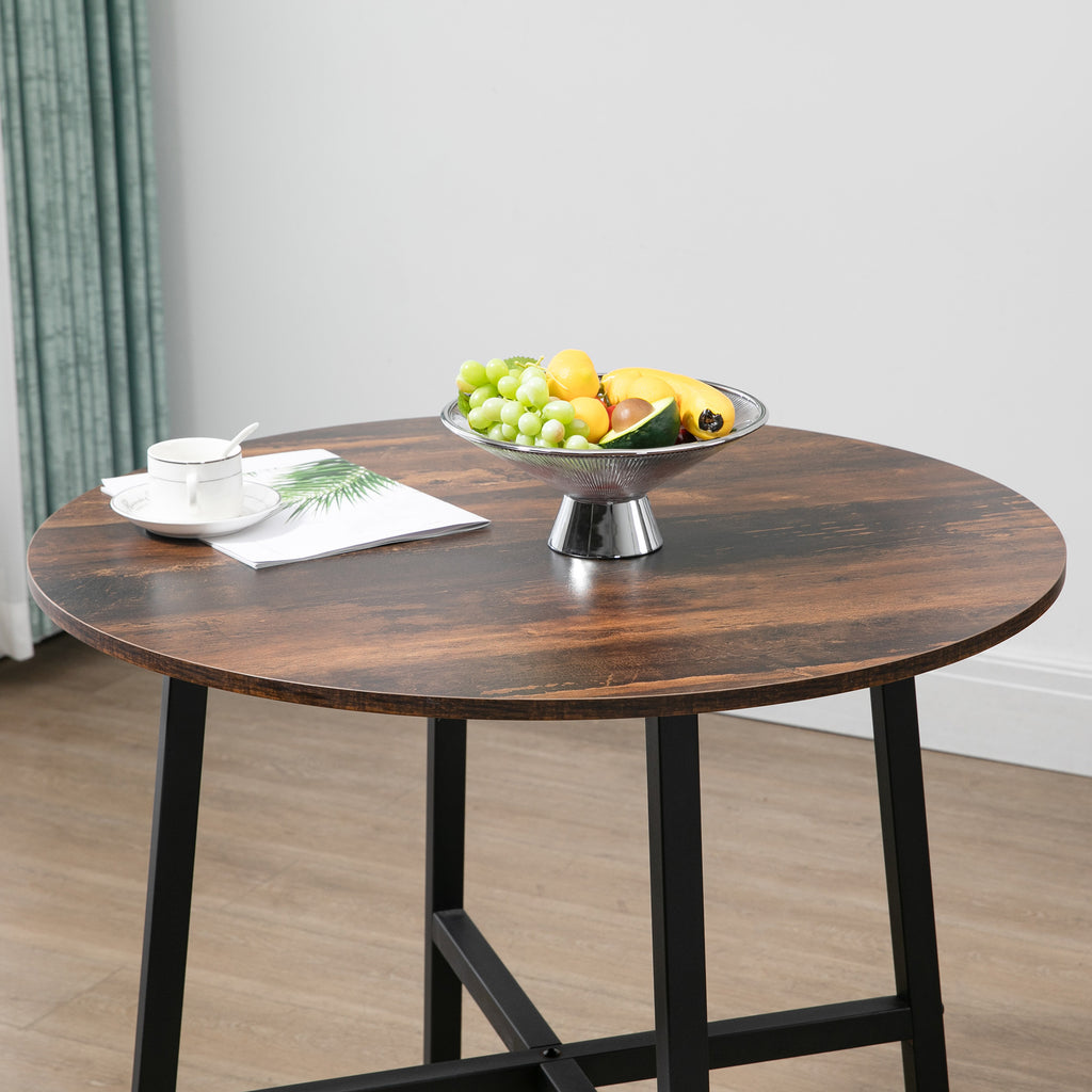 HOMCOM Esstisch Küchentisch, großer Tisch, Industriedesign, Rustikales Design, Φ80 x 76 cm, Braun