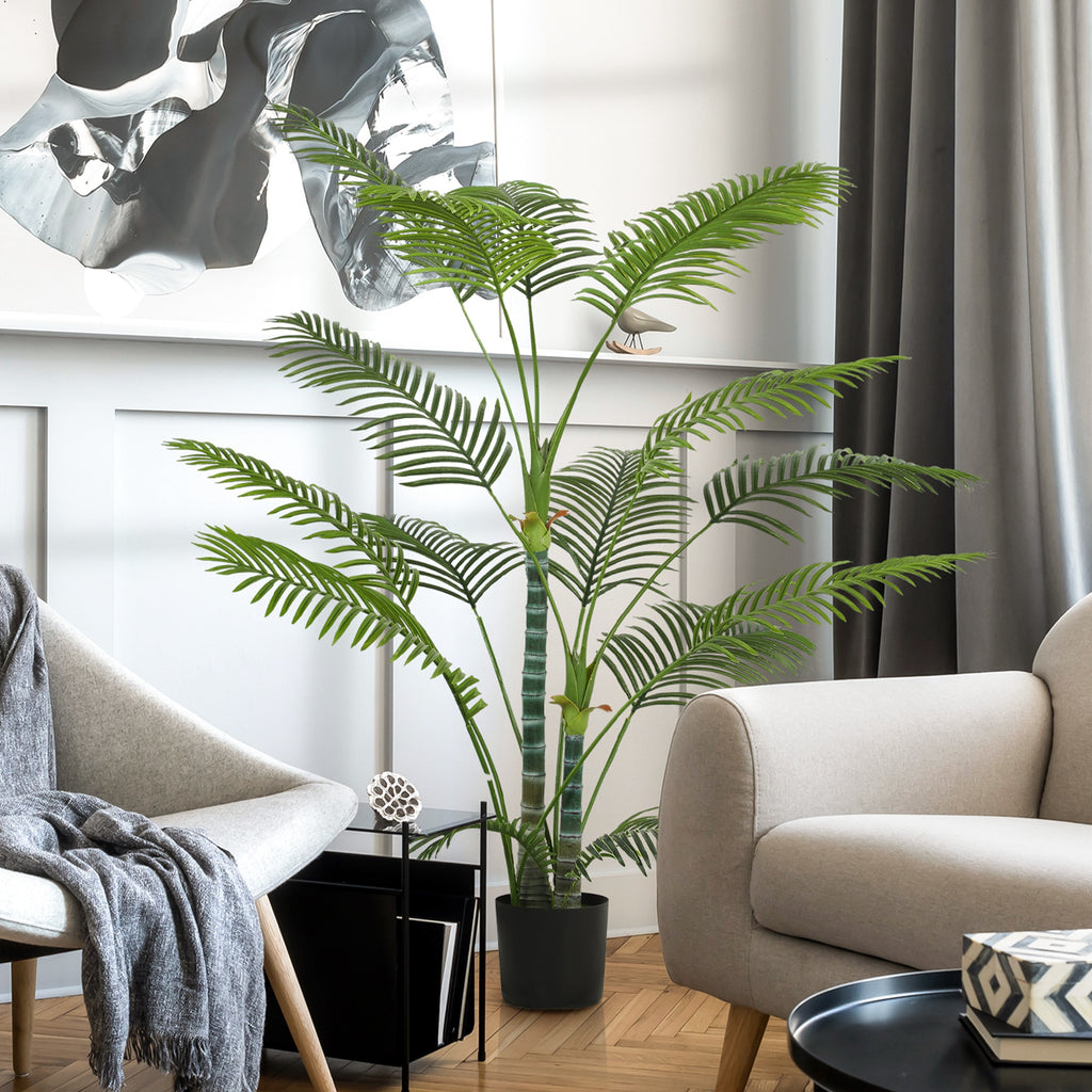 HOMCOM Dekorative Künstliche Pflanze 170 cm Künstlicher Palmenbaum mit Topf und Blättern für Innenbereich Grün