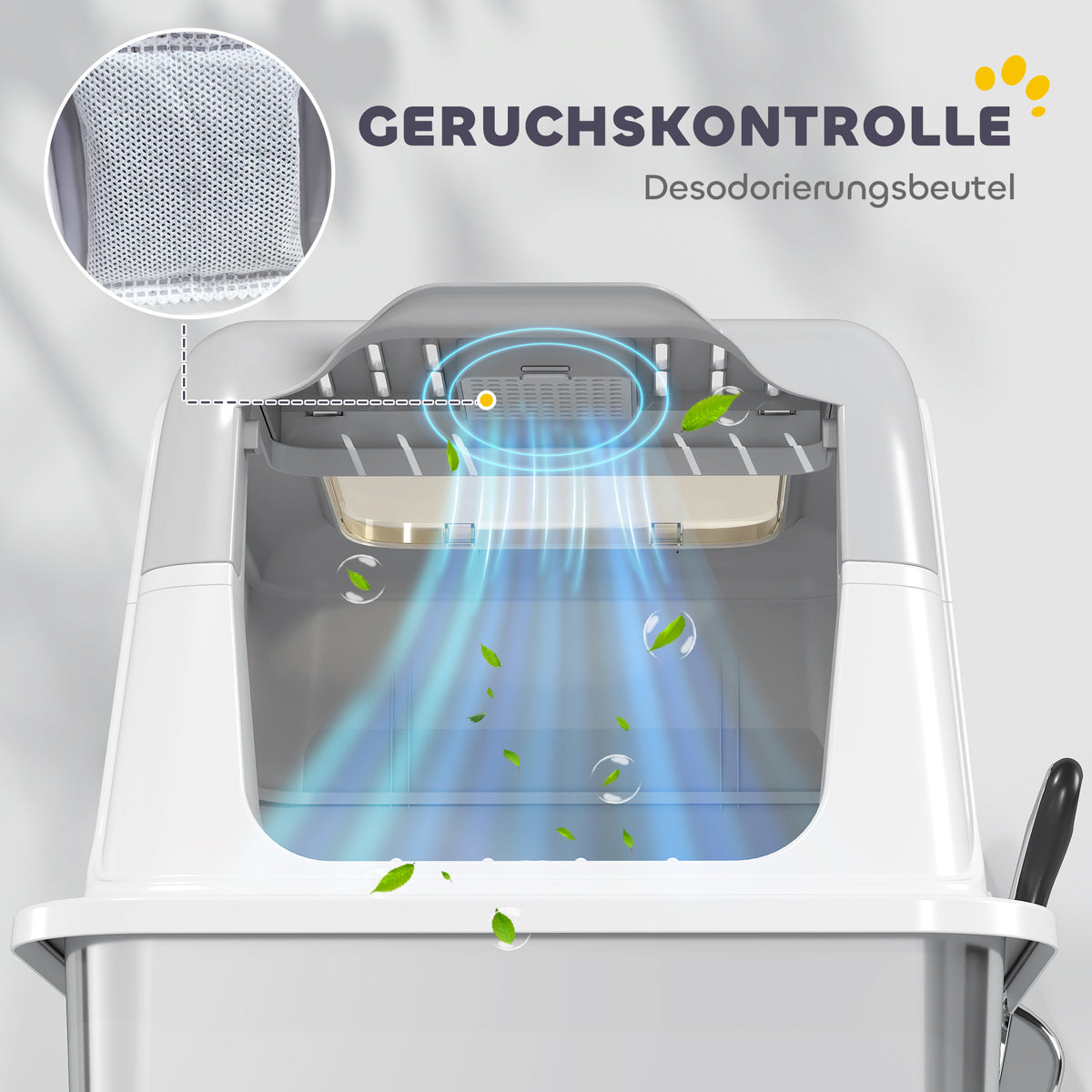 PawHut Katzenklo, Katzentoilette mit Deckel, Streuschaufel, vorne Eingang und ober Ausgang Edelstahl bis 15 kg