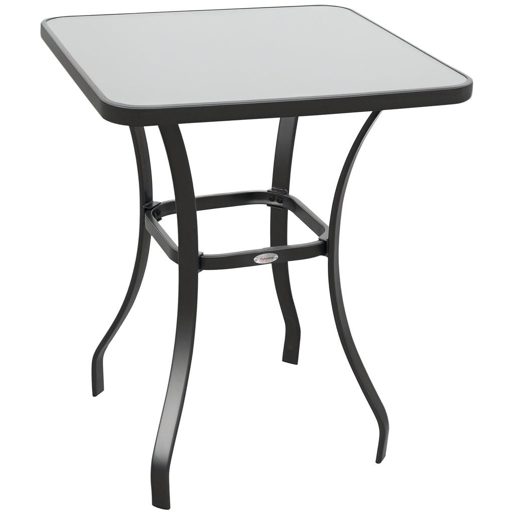 Outsunny Gartentisch Bistrotisch Glastisch Hartglas+Metall Schwarz L68,5xB68,5xH84cm