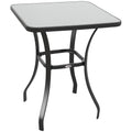 Outsunny Gartentisch Bistrotisch Glastisch Hartglas+Metall Schwarz L68,5xB68,5xH84cm