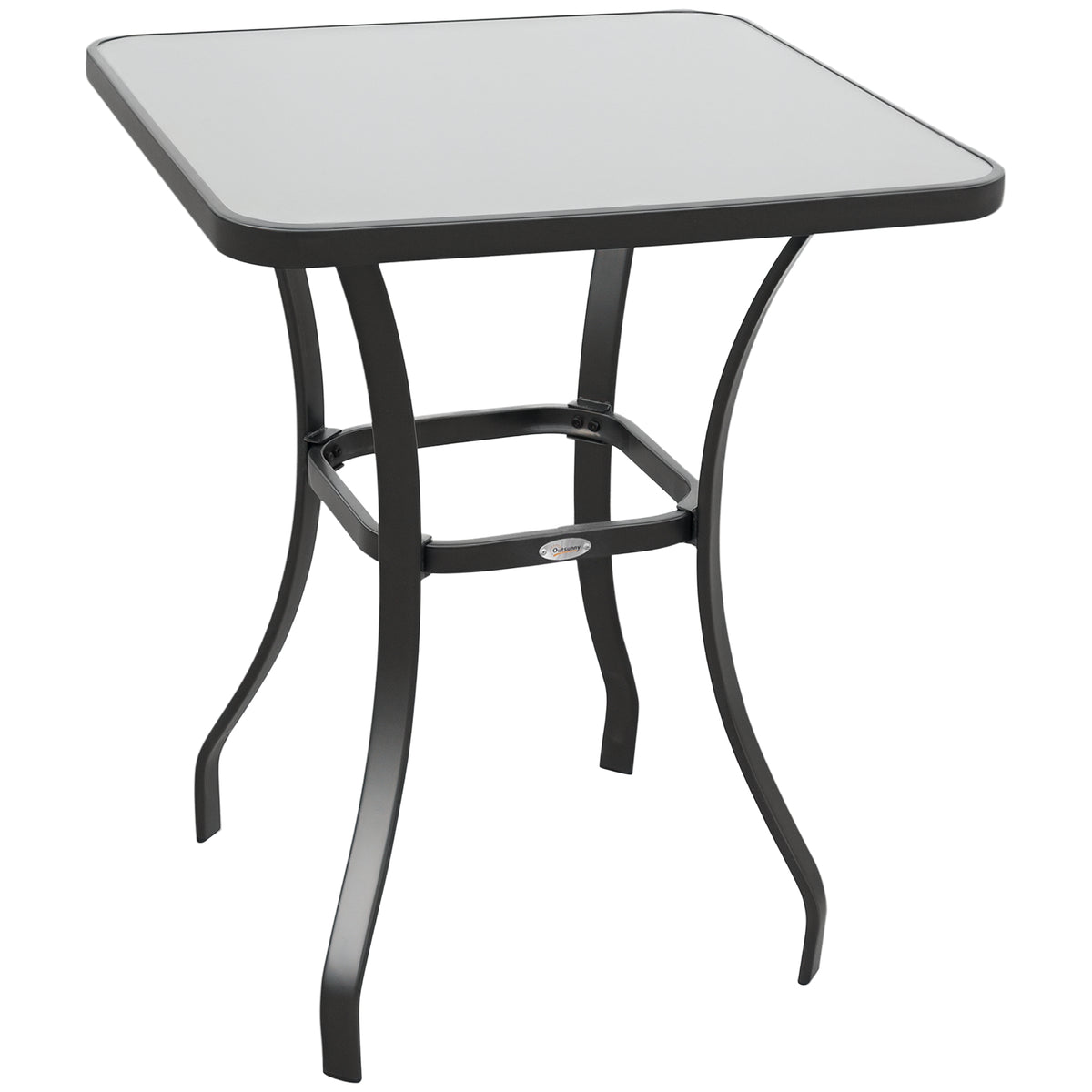 Outsunny Gartentisch Bistrotisch Glastisch Hartglas+Metall Schwarz L68,5xB68,5xH84cm