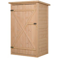 Outsunny Geräteschuppen mit Regalböden wetterbeständig 75 x 56 x 115cm Naturholz