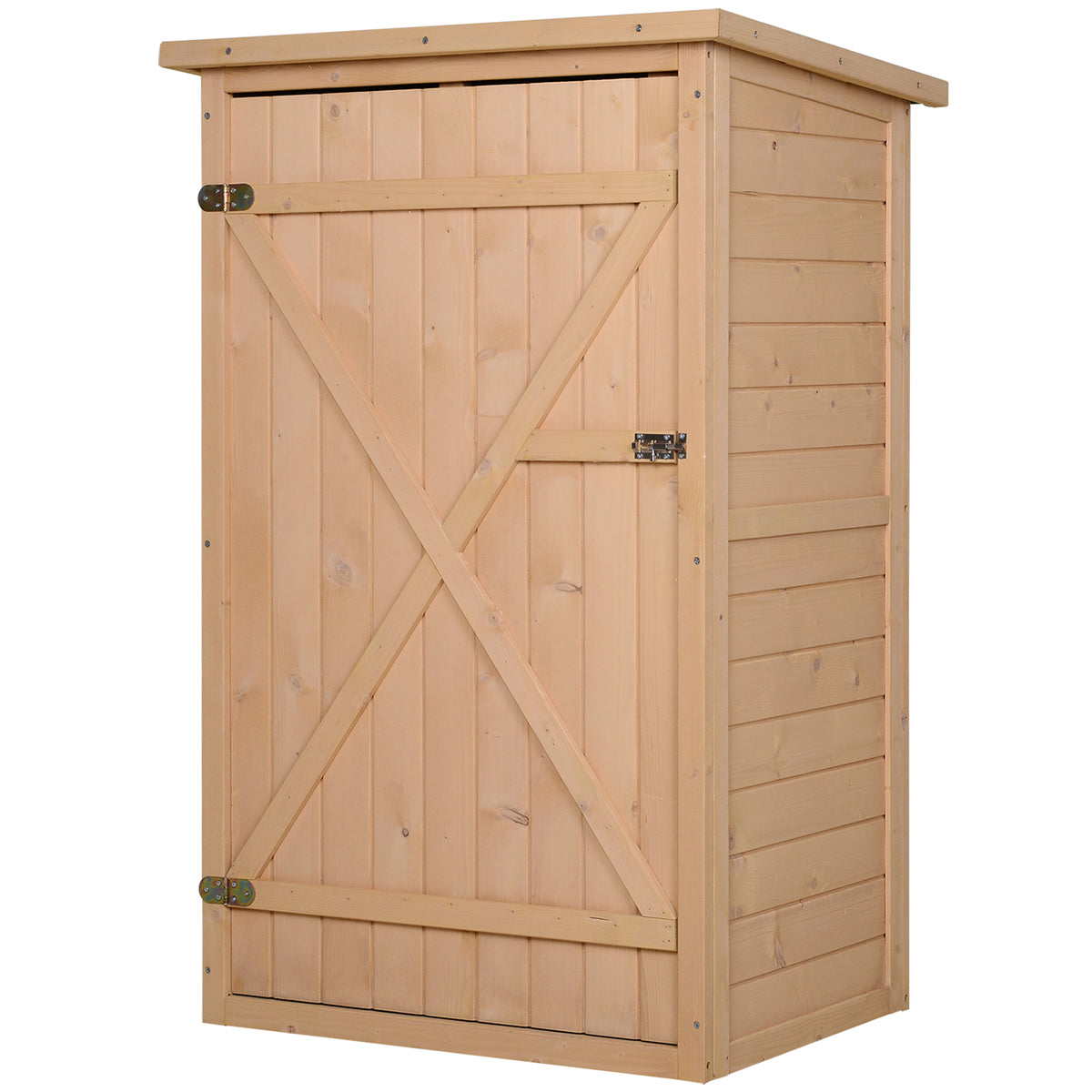 Outsunny Geräteschuppen mit Regalböden wetterbeständig 75 x 56 x 115cm Naturholz