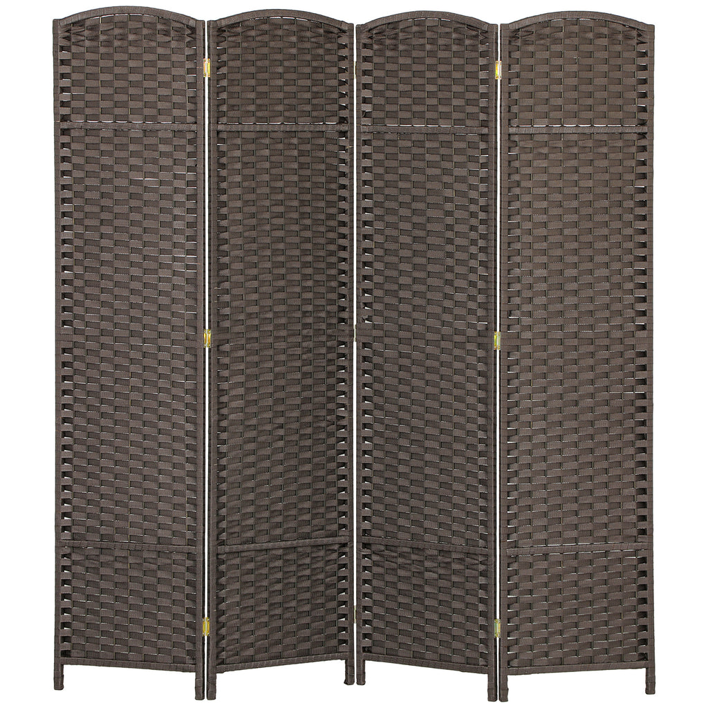 HOMCOM 4-teiliger Raumtrenner, Faltbarer Sichtschutz, Sichtschutzwand für Wohnzimmer, Schlafzimmer, Homeoffice, Braun