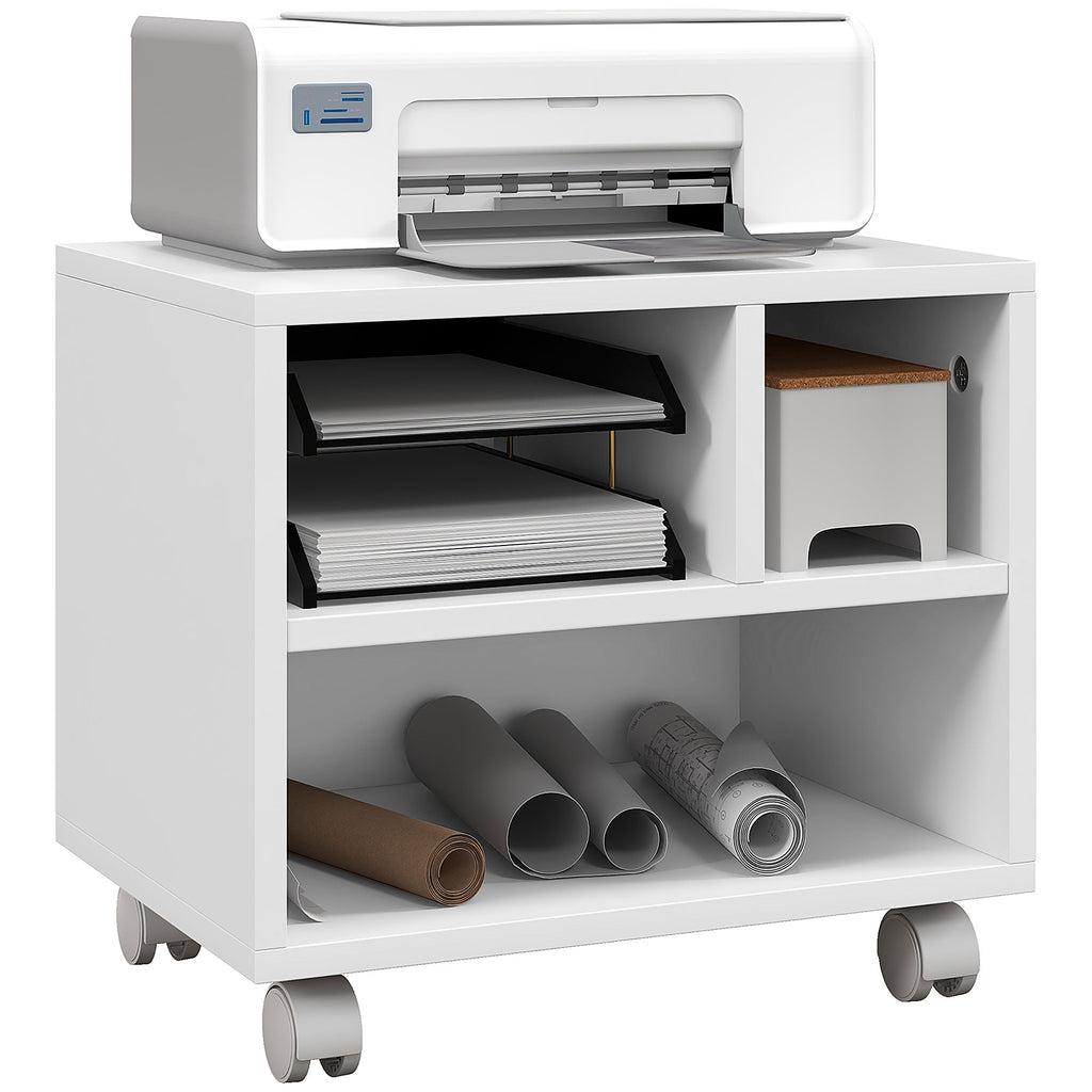 HOMCOM Druckerständer Büromöbel Büro Organizer 4 offene Fächer 40L x 30B x 36H cm weiß