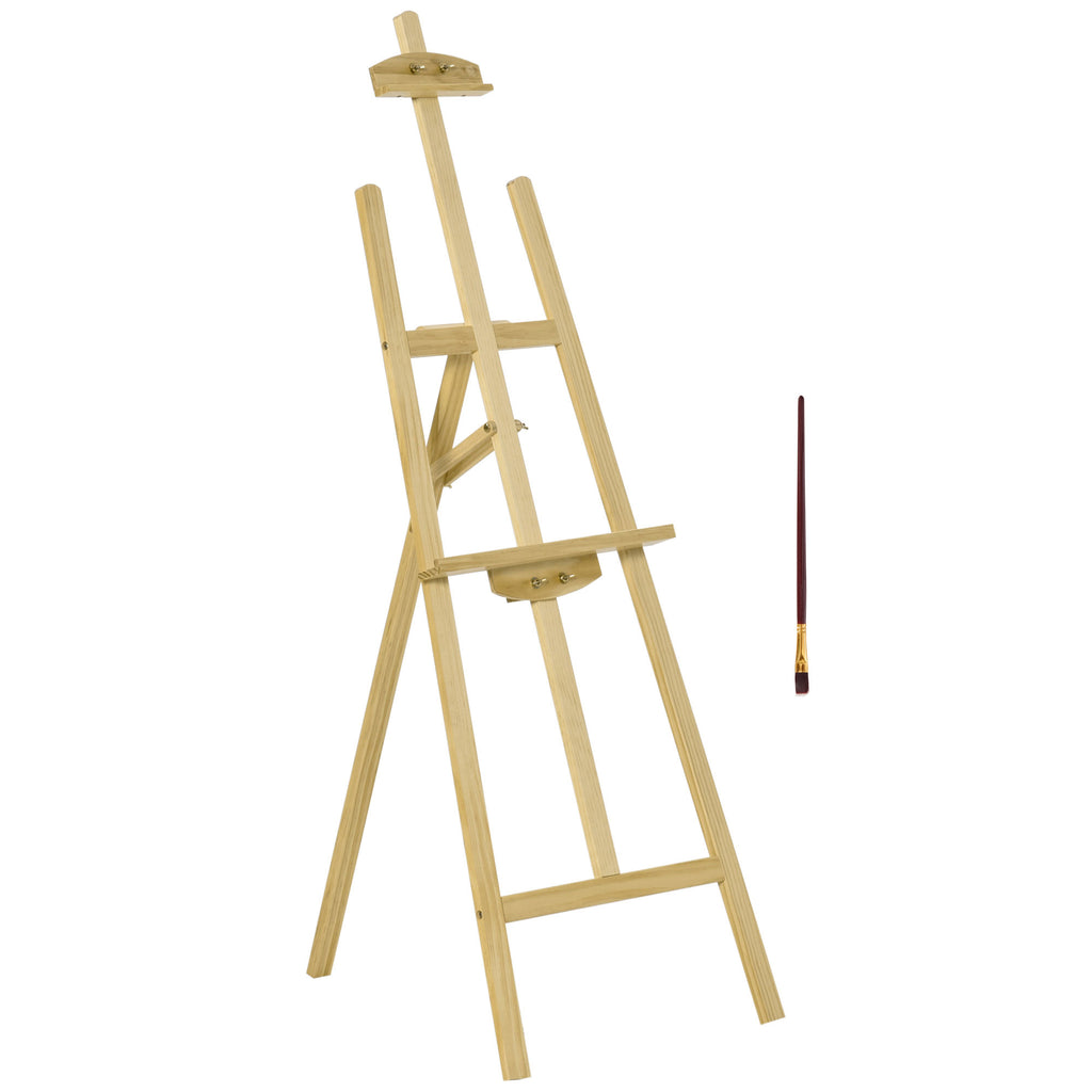 HOMCOM Staffelei Sitz- und Standstaffelei Klappbare Atelierstaffelei 75° einstellbar mit Halterung für Kunstmalerei Und Außenwerbung Kiefernholz Natur 51,5 x 71,5 x 134,5 cm