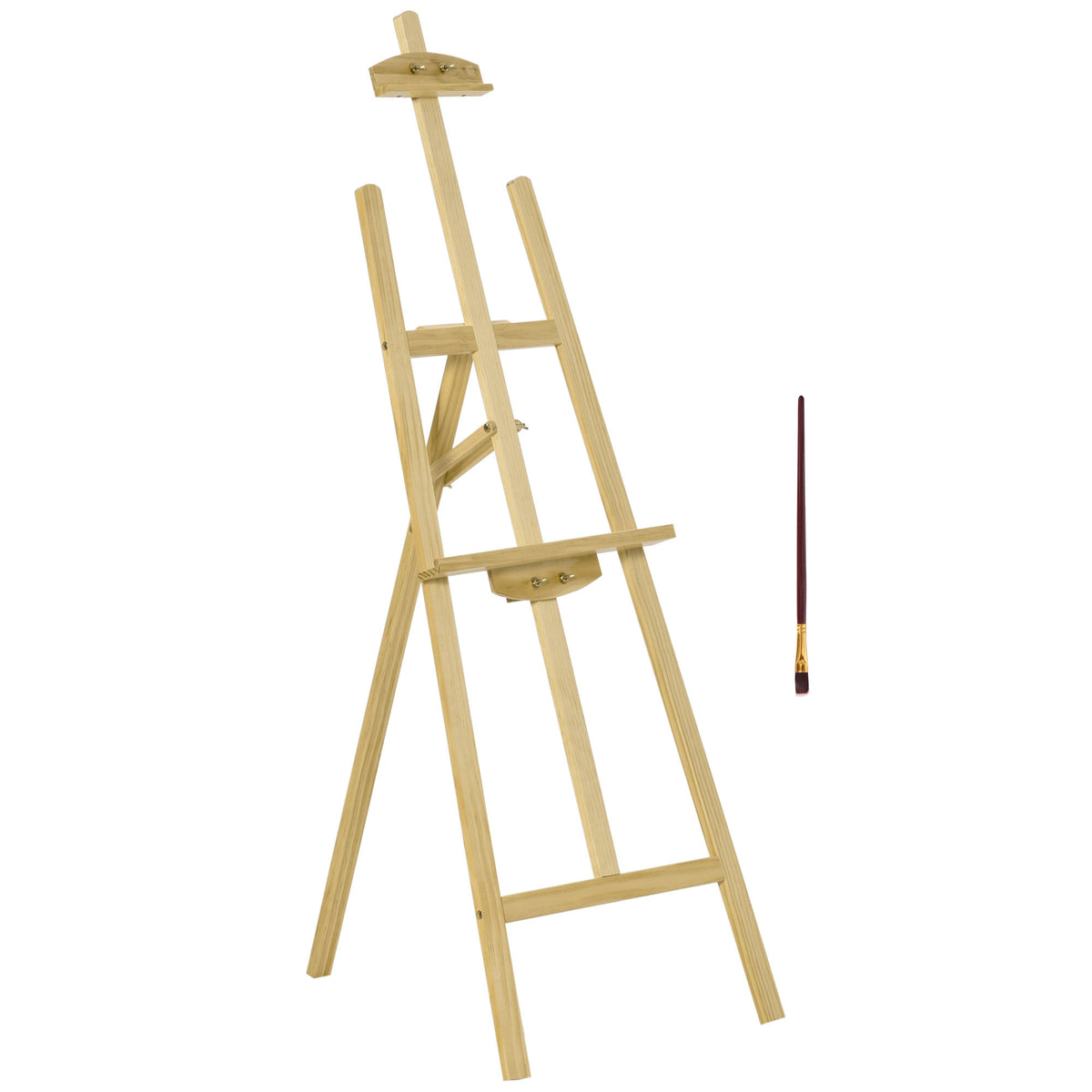 HOMCOM Staffelei Sitz- und Standstaffelei Klappbare Atelierstaffelei 75° einstellbar mit Halterung für Kunstmalerei Und Außenwerbung Kiefernholz Natur 51,5 x 71,5 x 134,5 cm