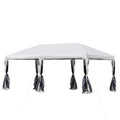 Outsunny Faltpavillon Gartenpavillon Pop-Up-Pavillion Stahl+Oxford+Mesh mit Tasche im Freien Cremeweiß 5,9 x 2,95 x 2,5 m