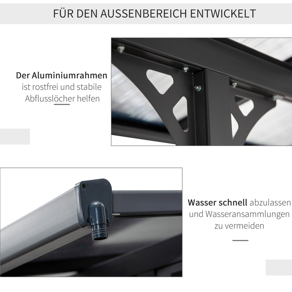 Outsunny Pergola Pavillon  4.35 x 3.02 m Gartenpavillon Überdachung Zelt 231-250 cm höhenverstellbar Sonnenschutz Terrassendach Anbaupavillion Aluminium Grau
