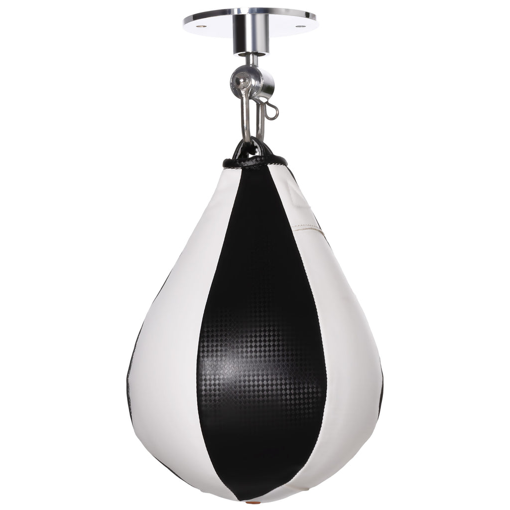 SPORTNOW Speedball Boxsack Erwachsene mit 360° drehbarer Rotule Pumpe Wand- oder Deckenmontage Schwarz und Weiß