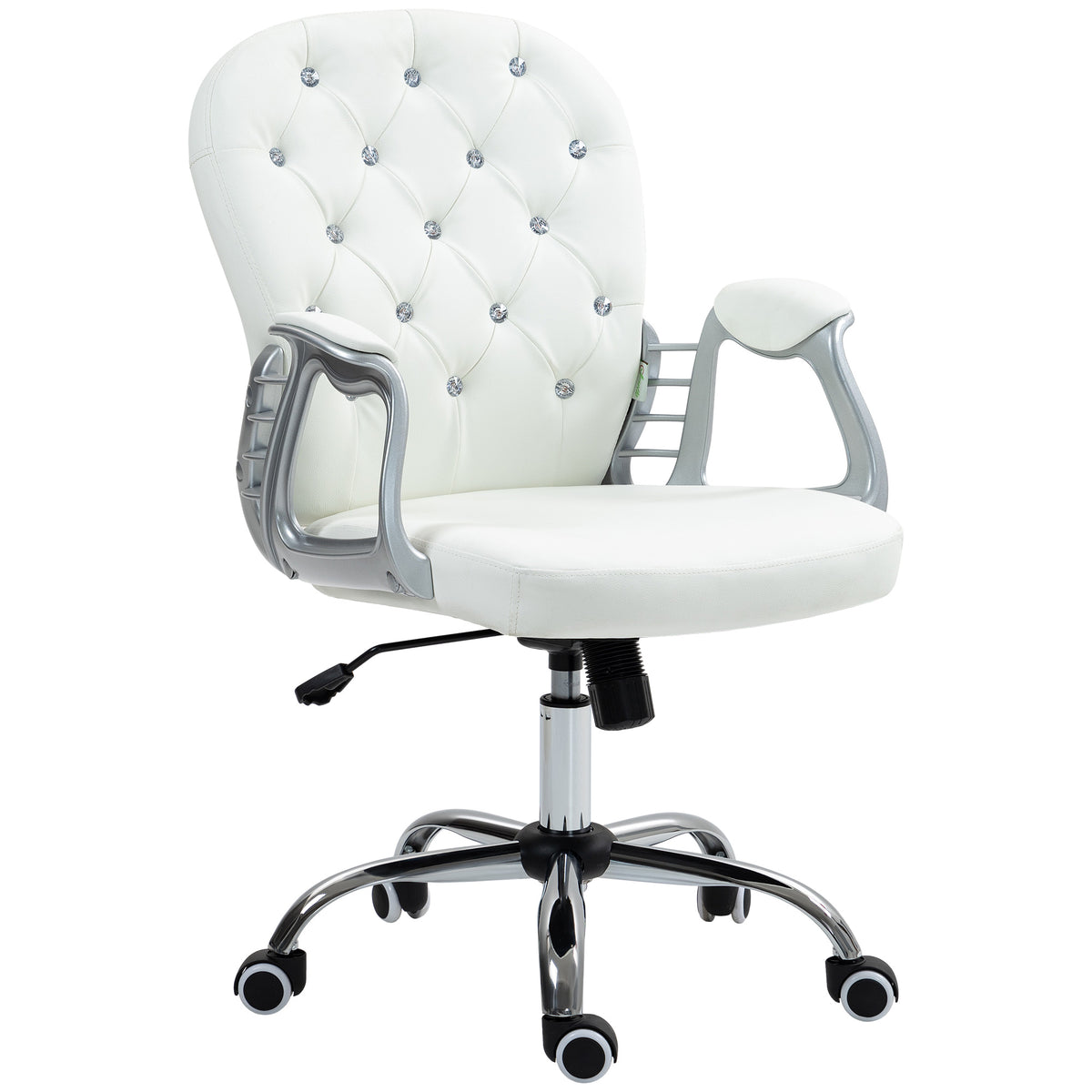 Vinsetto Bürostuhl, Ergonomisch Schreibtischstuhl mit Armlehne, Gepolsterter Rückenlehne Weiß