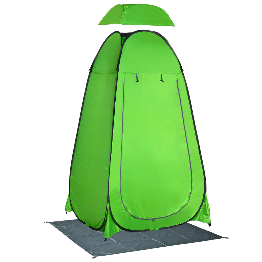 Outsunny Camping Duschzelt für den Außenbereich mit Reißverschlusstür, Tasche, Aufbewahrungstasche und Haken, 126x124x189 cm, Grün