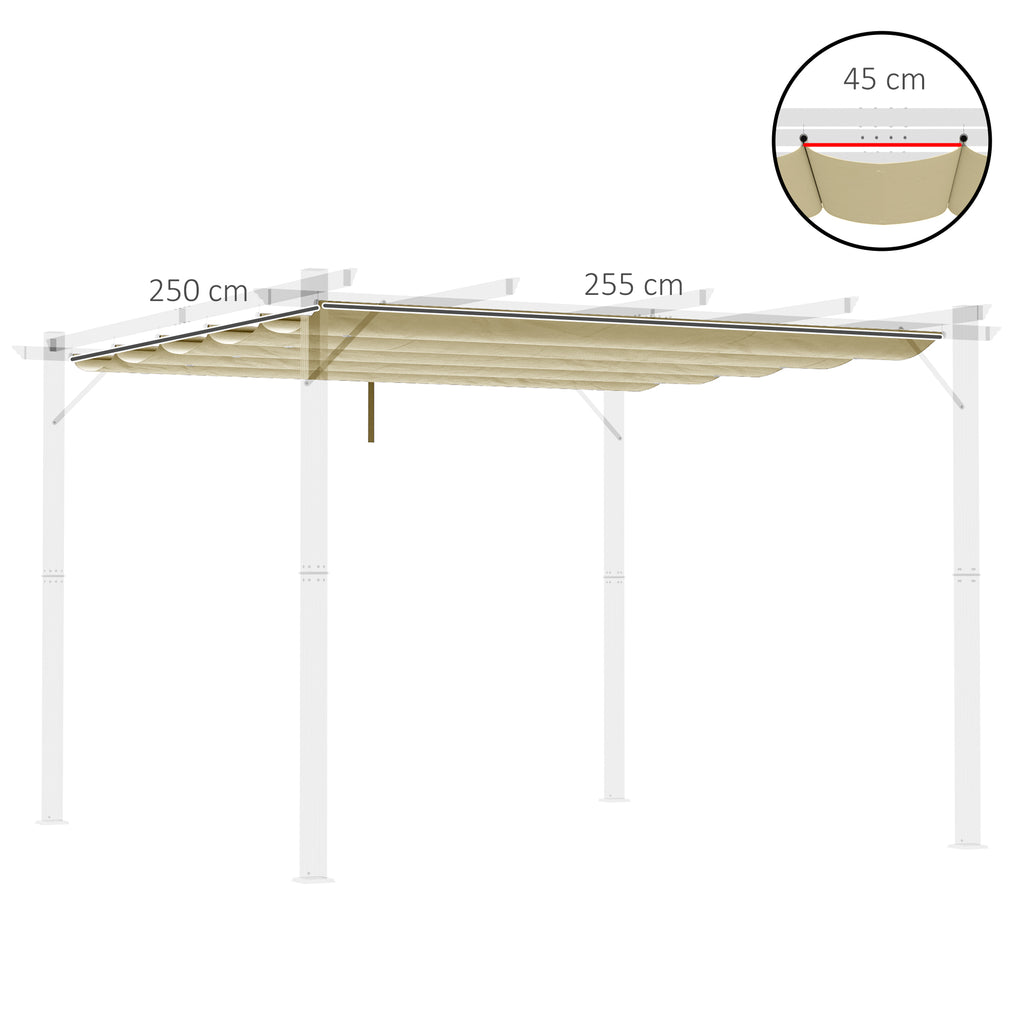 Outsunny Ersatzdach für 3 x 3 m Pergola, einziehbar, mit Regenabflusslöchern, wetterfest, Polyester, Beige
