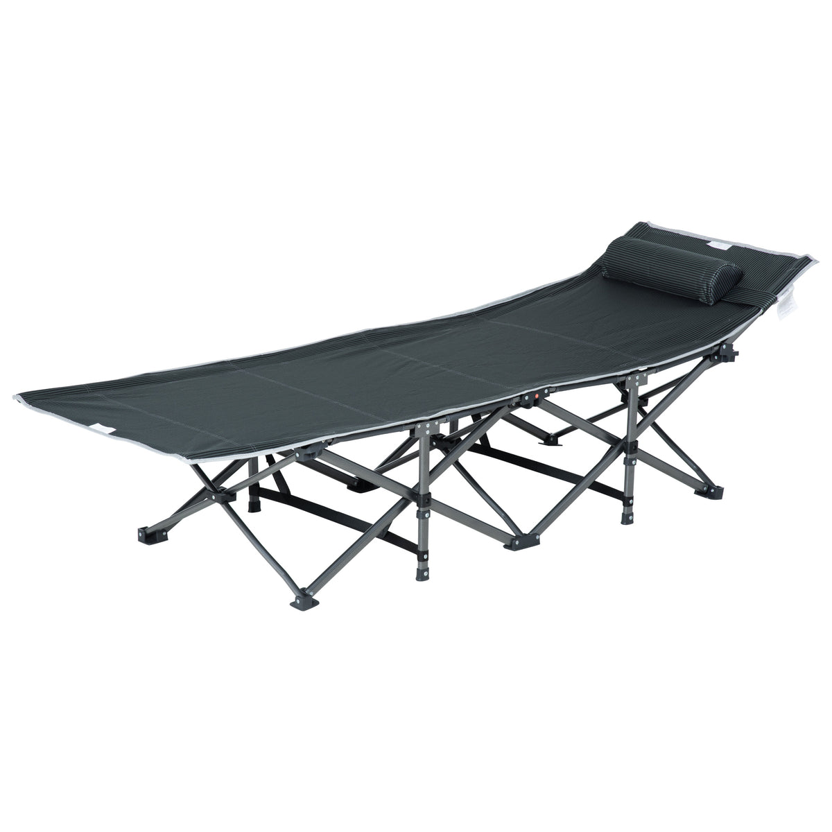 Outsunny Campingbett, klappbares Feldbett mit Kopfkissen, 188 x 64,5 x 53 cm, Grau