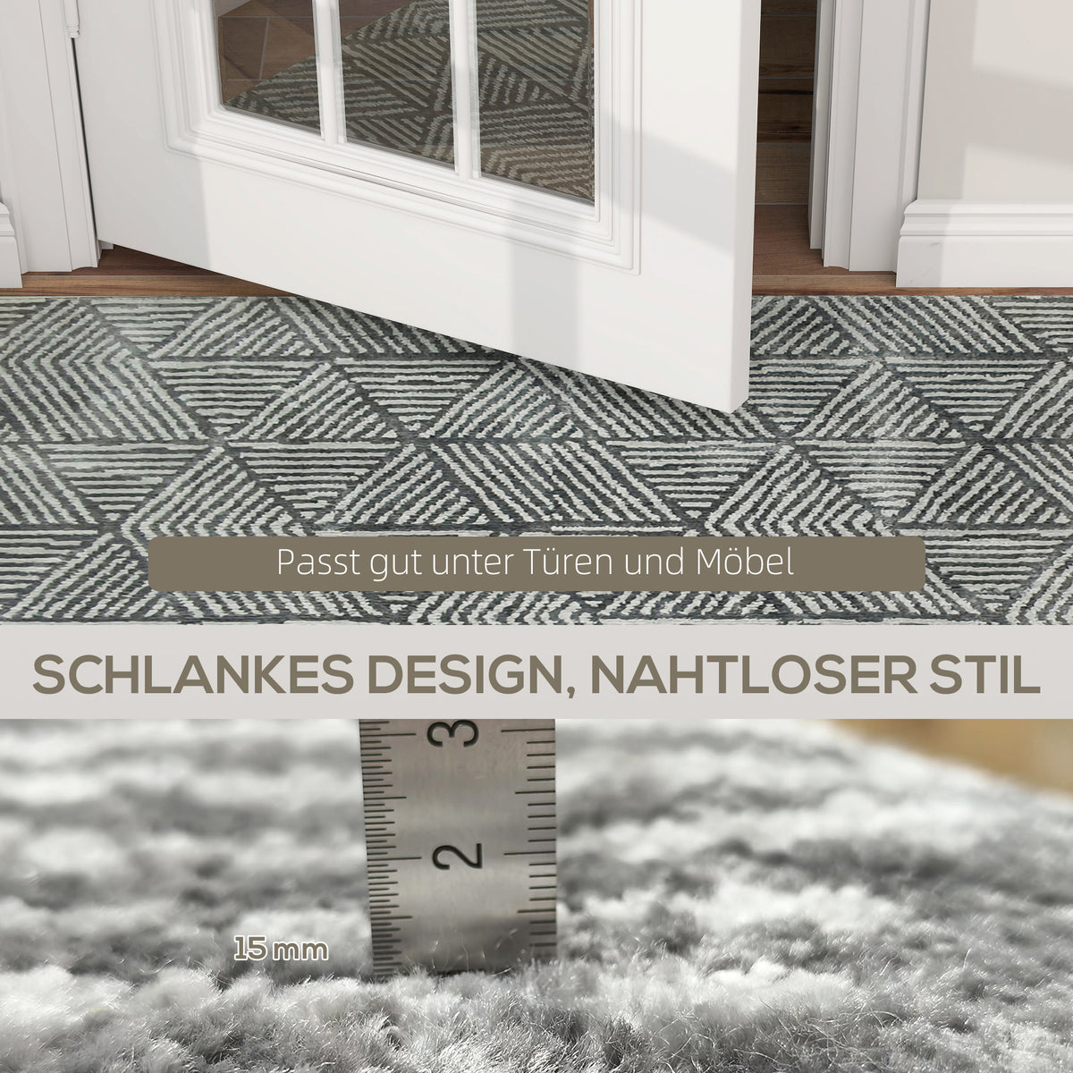 HOMCOM Teppich Wohnzimmerteppich im Modern Stil, waschbar Flächenteppich 150 x 80 cm Dunkelgrau