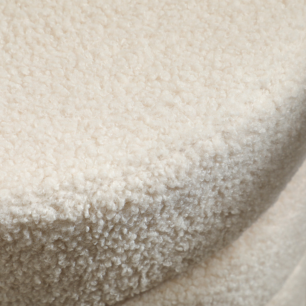 HOMCOM Hocker, rund, Teddyfleece, Metallgestell, bis 120kg, Φ40x45H cm, Beige