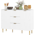 HOMCOM Buffet Küchenmöbel Aufbewahrung mit 3 Schubladen, höhenverstellbaren Regalen, Schranktüren mit Rillen, 120 x 40 x 90 cm, weiß