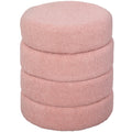 HOMCOM Hocker, rund, Teddyfleece, Metallgestell, bis 120kg, Φ40x45H cm, Rosa