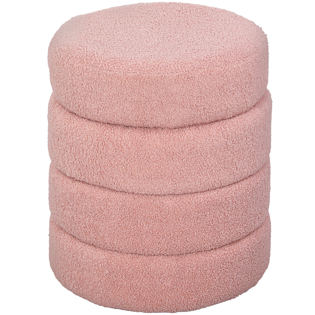 HOMCOM Hocker, rund, Teddyfleece, Metallgestell, bis 120kg, Φ40x45H cm, Rosa