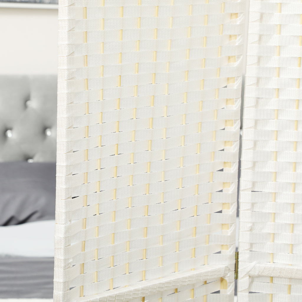 HOMCOM 4-teiliger Raumtrenner, Faltbarer Sichtschutz, Sichtschutzwand für Wohnzimmer, Schlafzimmer, Homeoffice, Weiß