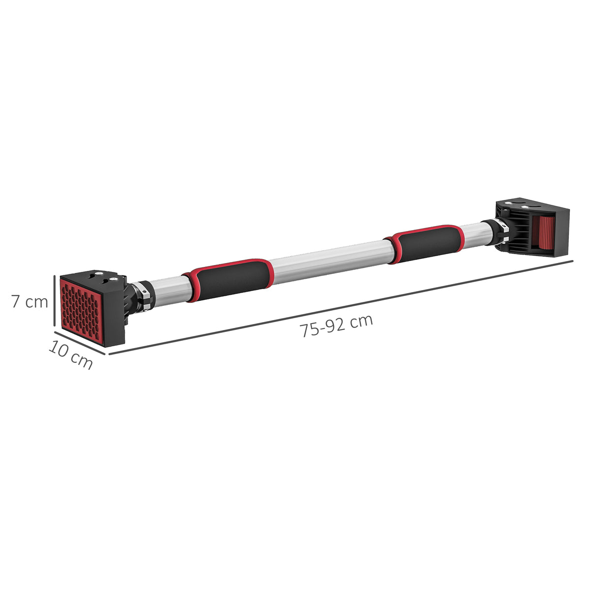 SPORTNOW Klimmzugstange für Türrahmen, verstellbar, ohne Bohren, Stahl, bis 200 kg, 75-92 x 10 x 7 cm, Schwarz/Rot