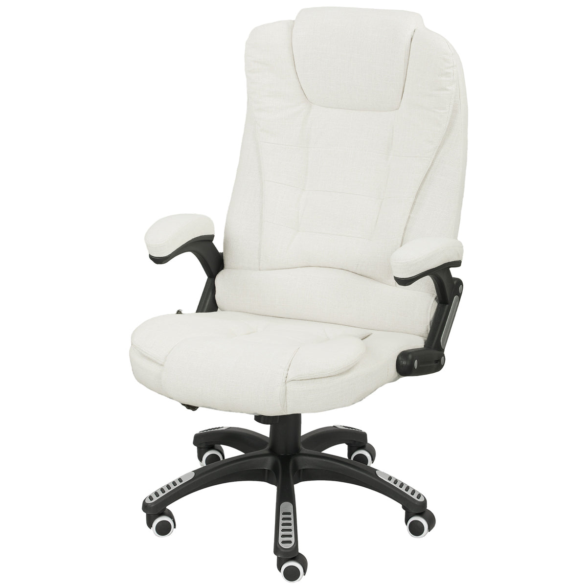 Vinsetto Ergonomischer Schreibtischstuhl mit Massagefunktion, 68 x 72 x 110–120 cm, Cremeweiß