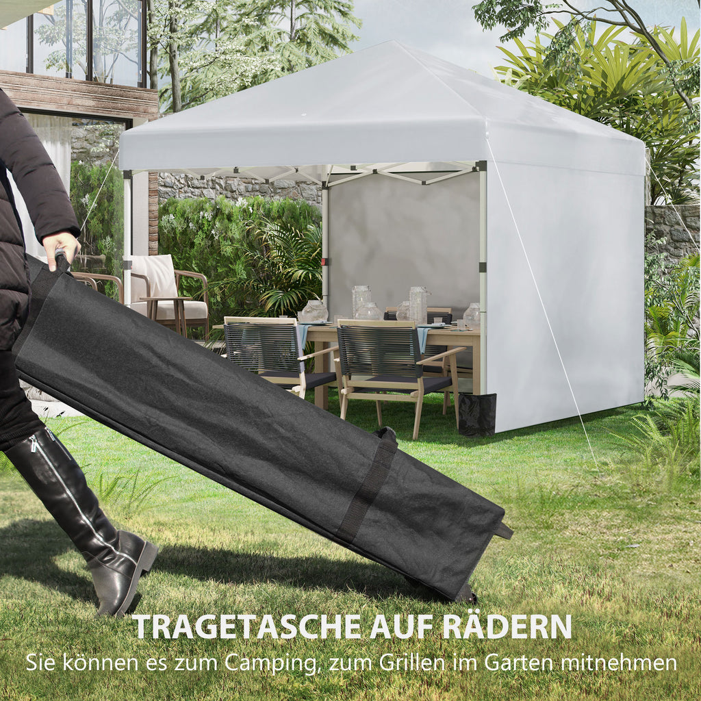 Outsunny Faltpavillon, zwei Seitenwände, Tragetasche, Stahlrahmen, hellgrau, 3 x 3 x 2,7 m