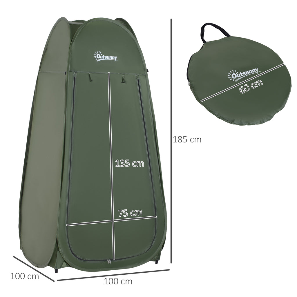 Outsunny Popup-Duschkabine mit schnellem Öffnungs- und -Schließsystem, sofortiges Umkleidekabinett für Camping, aus grünem Polyester