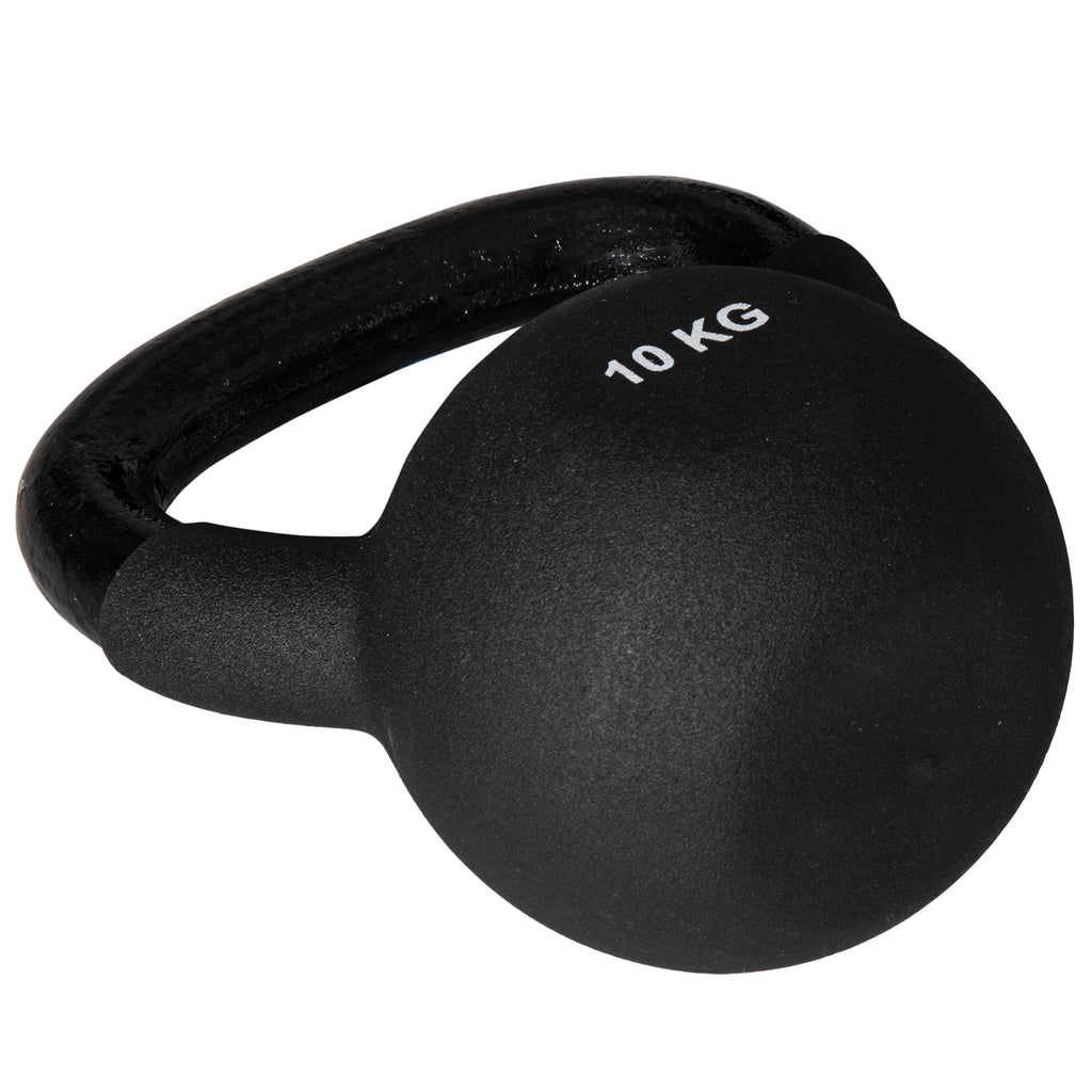 HOMCOM Kettlebell, Kugelhantel, 10 kg, mit Kunststoffummantelung, Stahl, schwarz 19 x 12 x 22cm