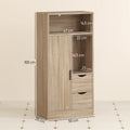 HOMCOM Badezimmerschrank mit 2 Schubladen, offenem Fach und verstellbaren Regalen für kleinen Raum 50x25x100 cm Natur