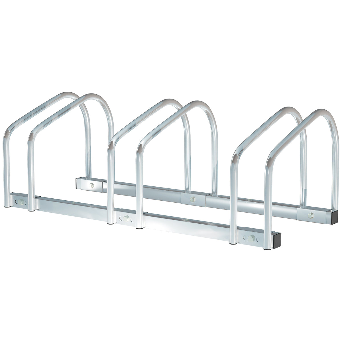 HOMCOM Fahrradständer Parken für 3 Fahrräder aus Stahl, 76x33x27 cm, Silber
