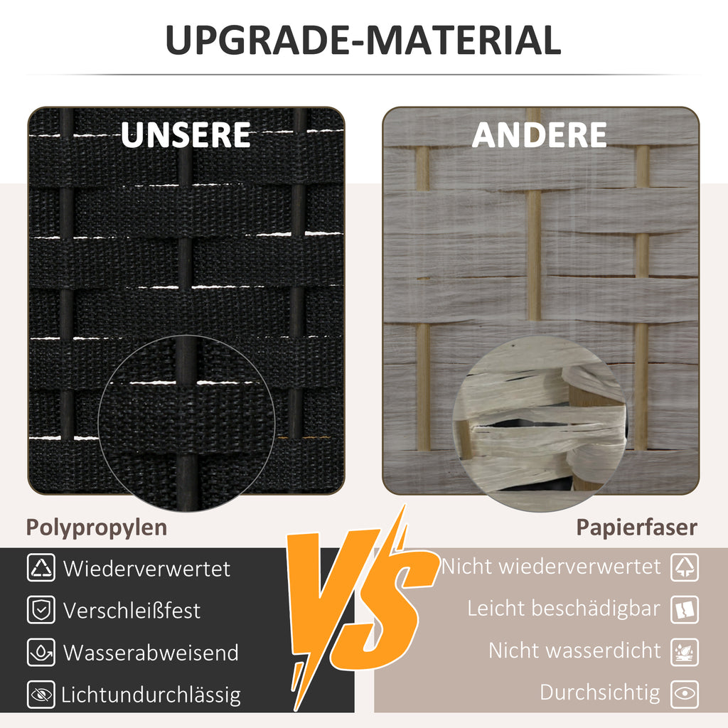 HOMCOM 6-teiliger Raumtrenner, Faltbarer Sichtschutz, Sichtschutzwand für Wohnzimmer, Schlafzimmer, Homeoffice, Schwarz