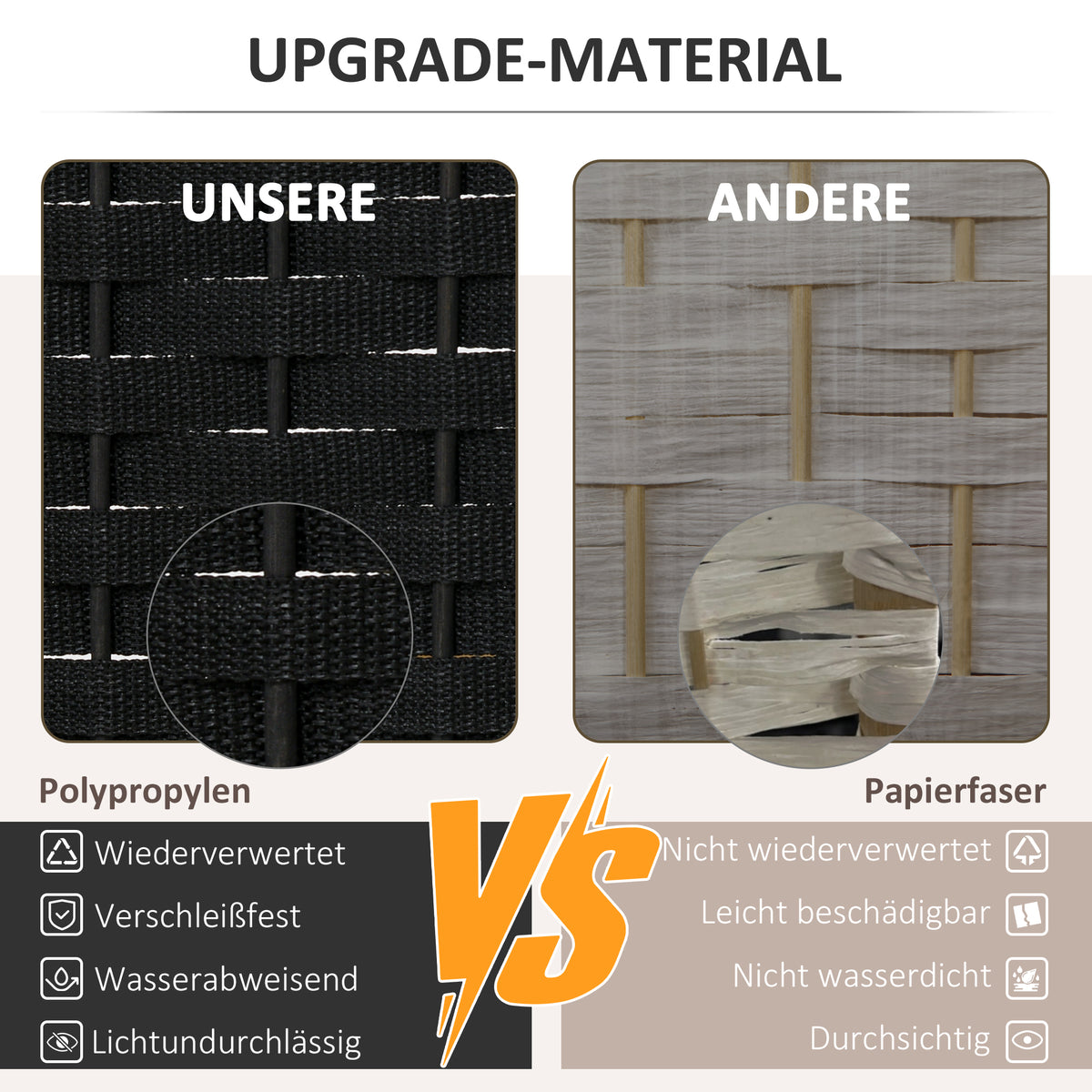 HOMCOM 6-teiliger Raumtrenner, Faltbarer Sichtschutz, Sichtschutzwand für Wohnzimmer, Schlafzimmer, Homeoffice, Schwarz