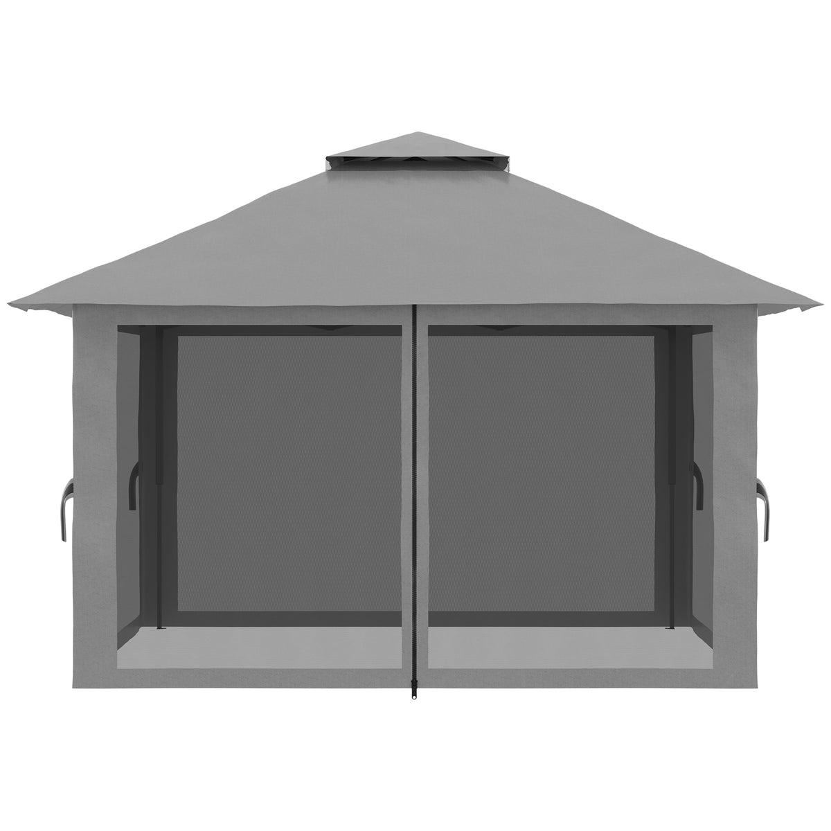Outsunny Faltpavillon, höhenverstellbar, 4 Netzwände, Lüftungsdach, Tragetasche, Schnellaufbau, dunkelgrau, 4 x 4 x 3 m