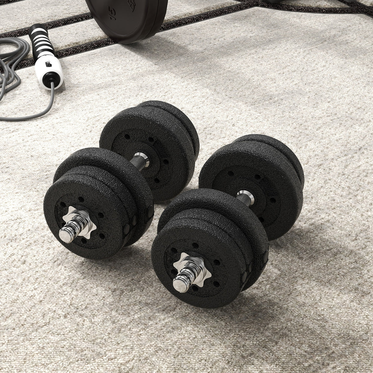 HOMCOM Kurzhantel Set 25KG Hantelset mit Hantelscheiben für Zuhause Büro Fitnessstudio Stahl Kunstleder Schwarz