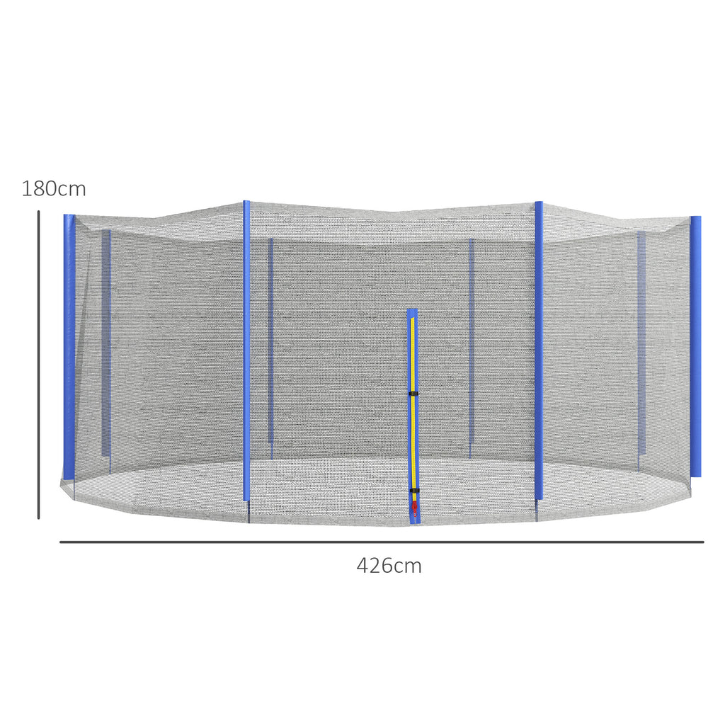 SPORTNOW Ersatznetz für Trampoline Ø 426 cm 8 gerade Pfosten Sicherheitsnetz für Trampoline, Reißverschlusseingang