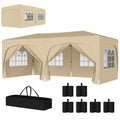 Outsunny 3 x 6 m Pop-up Pavillon mit Seitenwänden, UPF50+ höhenverstellbares Gartenzelt mit Tragetasche und Sandsäcken