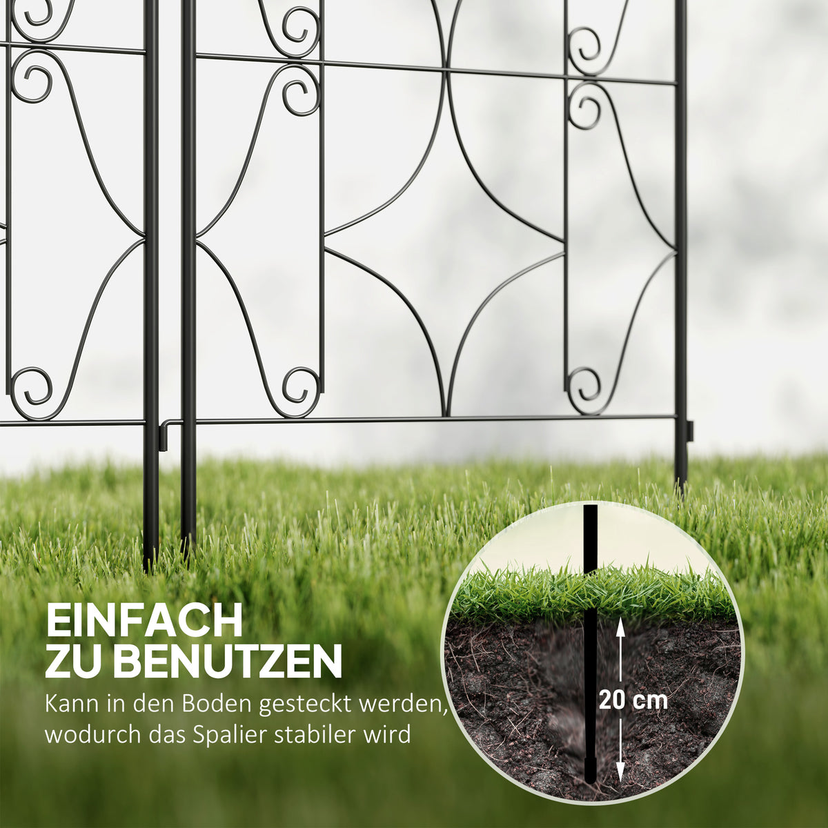 Outsunny Rankgitter Metall 2er Set zum Stecken rostfrei Rankhilfe für Kletterpflanzen 50x150 cm Schwarz