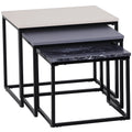 HOMCOM 3er Set Couchtisch Stapeltisch Beistelltisch Kaffeetisch Metallfuß MDF 3 Farben 55 x 40 x 45 cm/48 x 37 x 40 cm/41 x 34 x 35 cm
