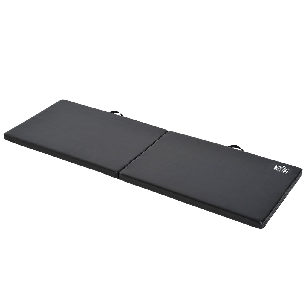 HOMCOM Gymnastikmatte Yoga Pilates Fitness faltbar tragbar 180L x 60B x 5H cm synthetisches Material Schwarz