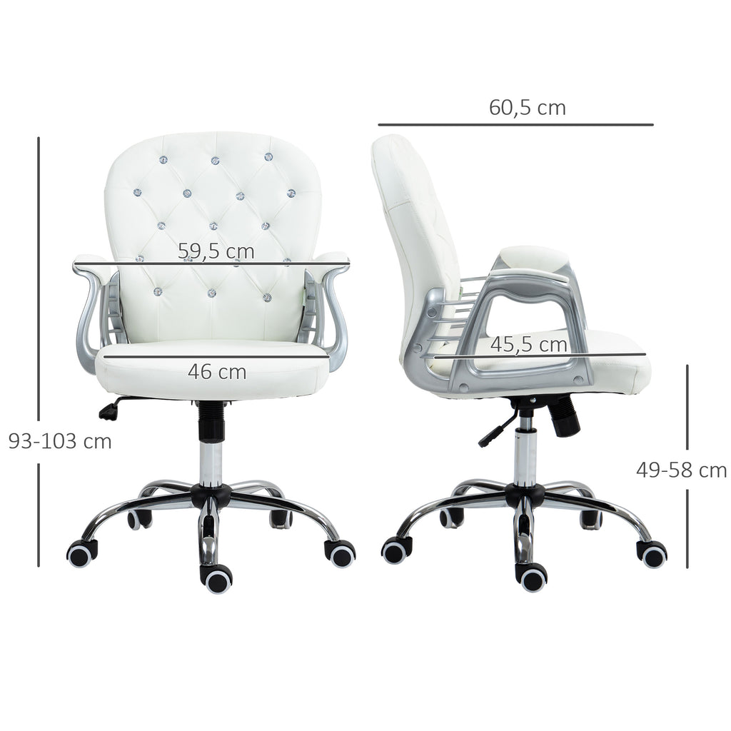 Vinsetto Bürostuhl, Ergonomisch Schreibtischstuhl mit Armlehne, Gepolsterter Rückenlehne Weiß