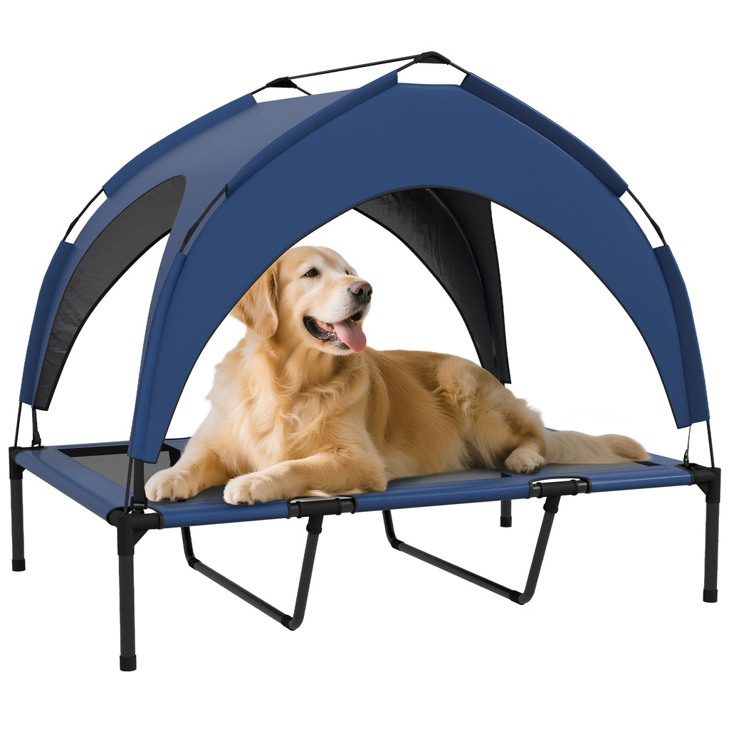 PawHut Hundebett Outdoor-Hundebett, wetterbeständig, erhöhtes Gestell, 106 x 76 x 94 cm, Dunkelblau