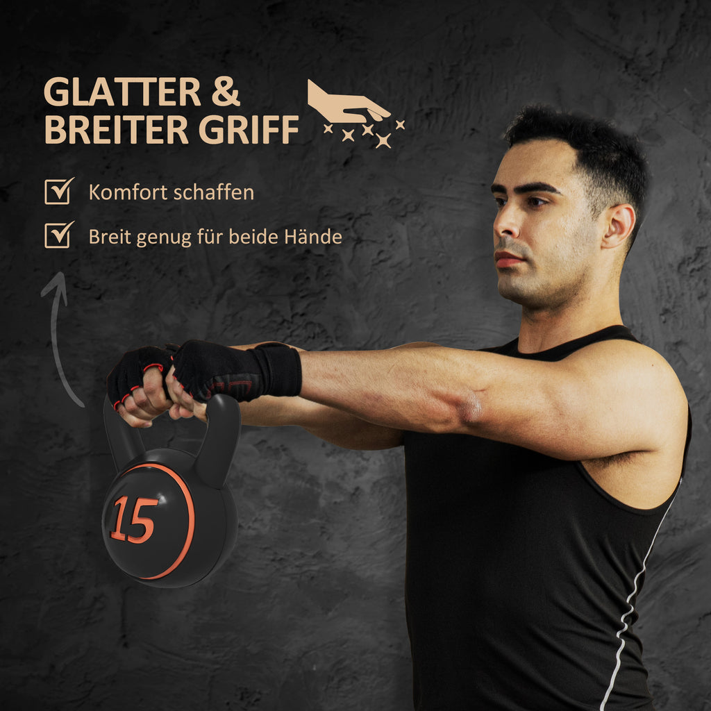 SPORTNOW Kettlebell Set, 3 Kugelhanteln 2,2kg/4,5kg/6,8kg, Kunststoffhülle, Schwarz