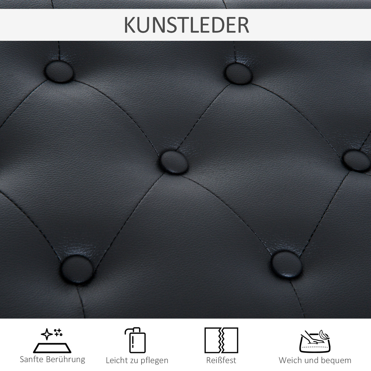HOMCOM Klavierhocker, Klavierbank mit Verstecktem Stauraum, Klavierstuhl mit Kunstleder Kissen, Pianobank, Massivholz Keyboardbank für Piano, Keyboard, 76 x 36 x 50 cm, Schwarz