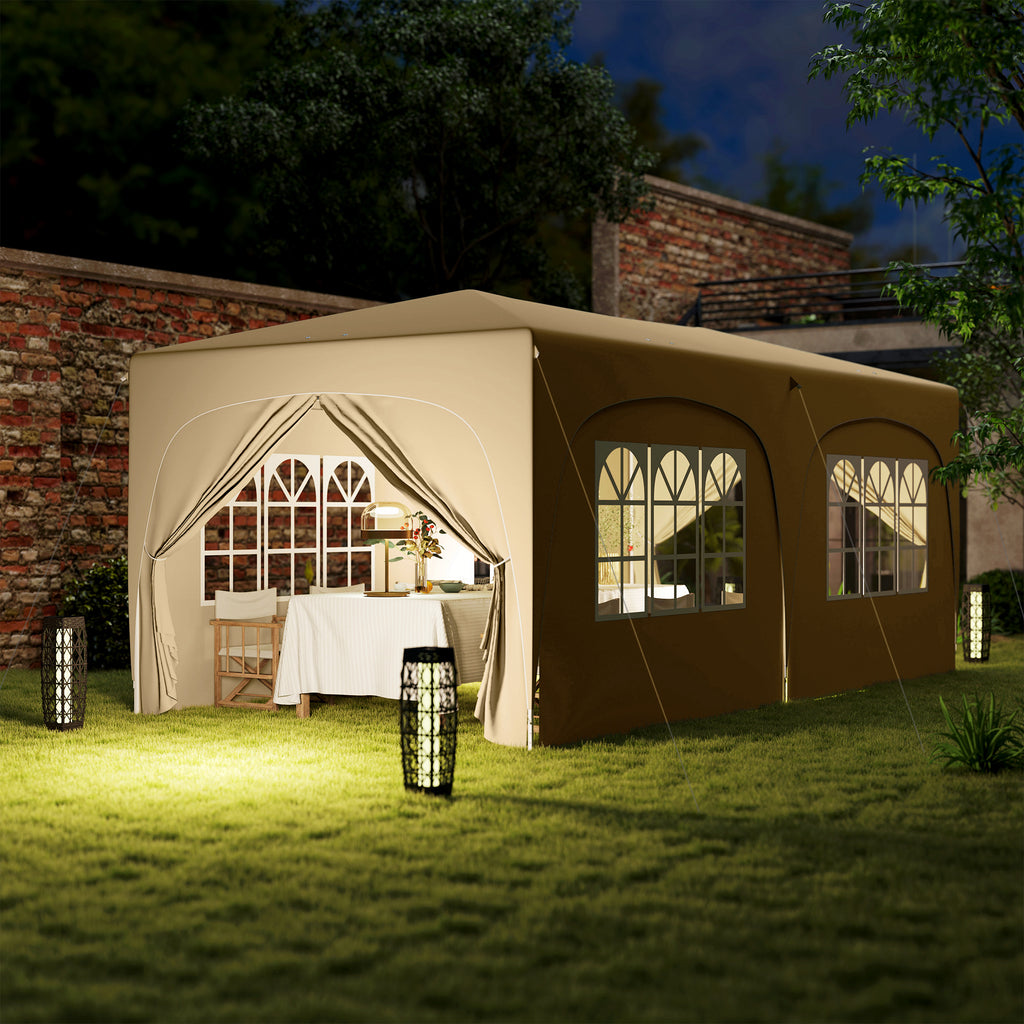 Outsunny 3 x 6 m Pop-up Pavillon mit Seitenwänden, UPF50+ höhenverstellbares Gartenzelt mit Tragetasche und Sandsäcken