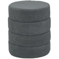 HOMCOM Hocker, rund, Teddyfleece, Metallgestell, bis 120kg, Φ40x45H cm, Dunkelgrau