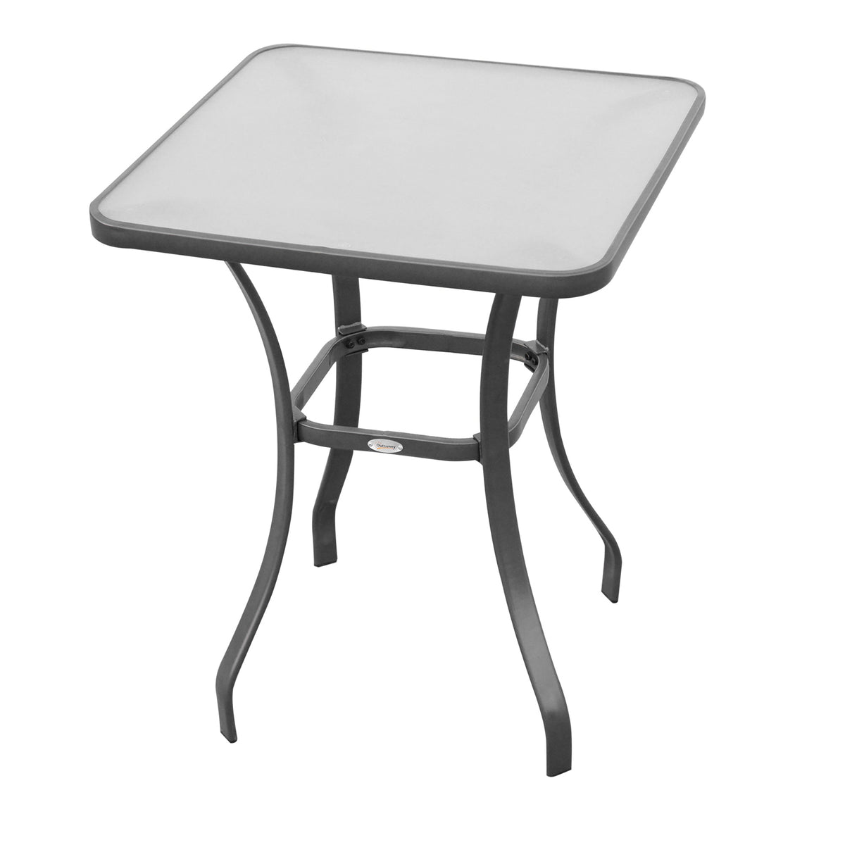 Outsunny Gartentisch Bistrotisch Glastisch Hartglas+Metall Schwarz L68,5xB68,5xH84cm