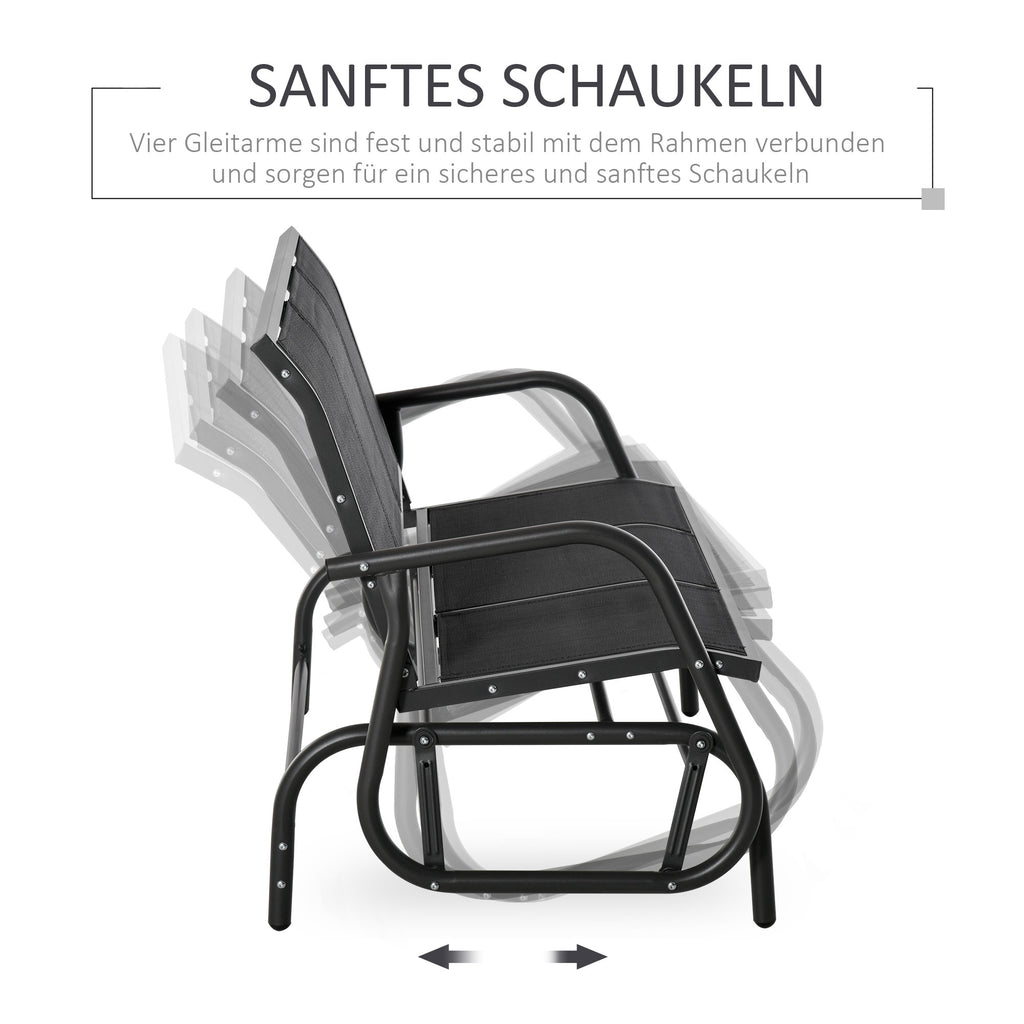 Outsunny 3-Sitzer Schaukelstuhl Gartenbank mit Schaukelmechanismus Gartenschaukel Sitzbank aus Metall Parkbank bis 300 kg belastbar Gartenmöbel für Garten, Terrasse, 147 x 70 x 85 cm Dunkelgrau
