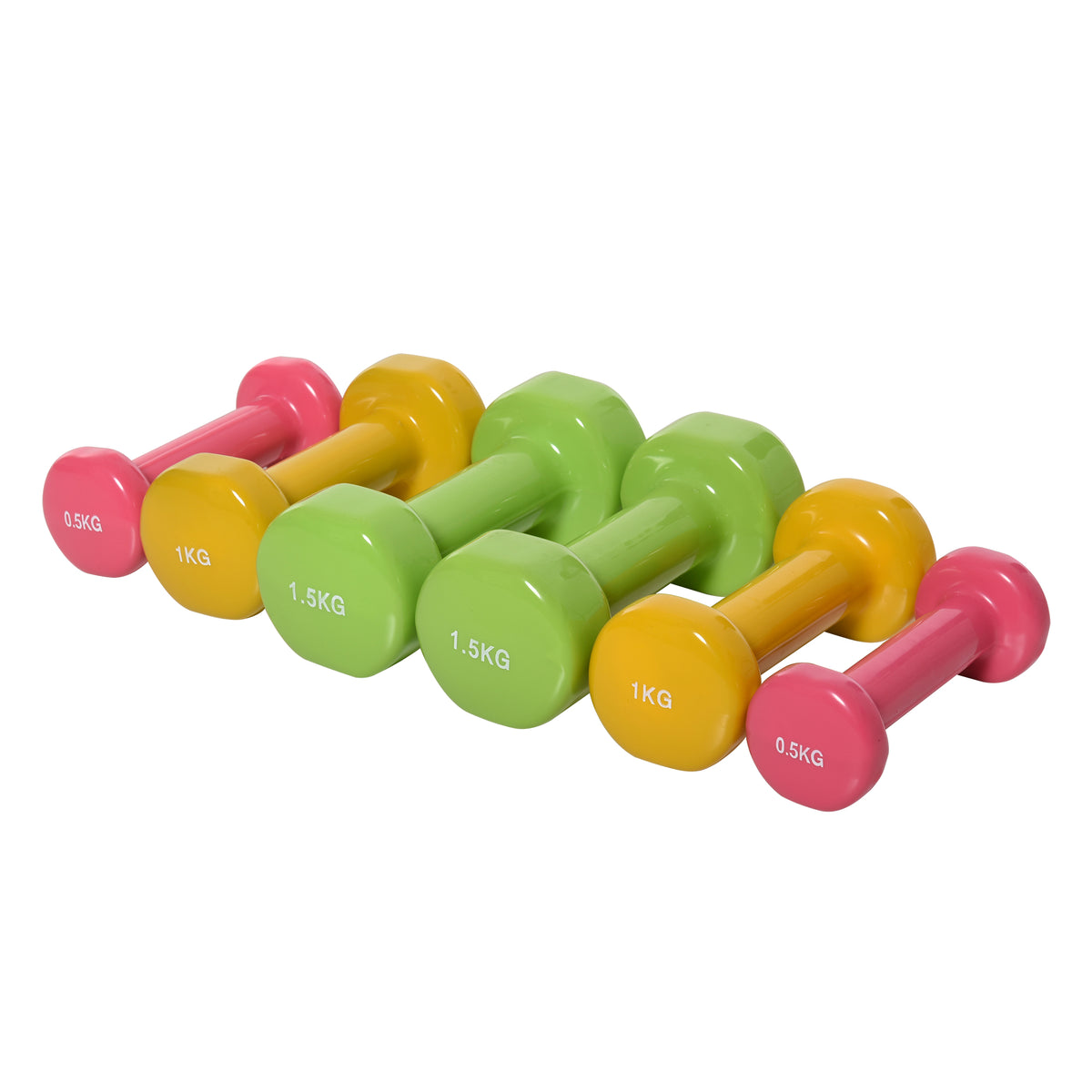 HOMCOM Kurzhantel Set mit Koffer Tragbar 2 x 0,5 kg, 2 x 1 kg, 2 x 1,5 kg Hantelset  6er Set Stahl Bunt